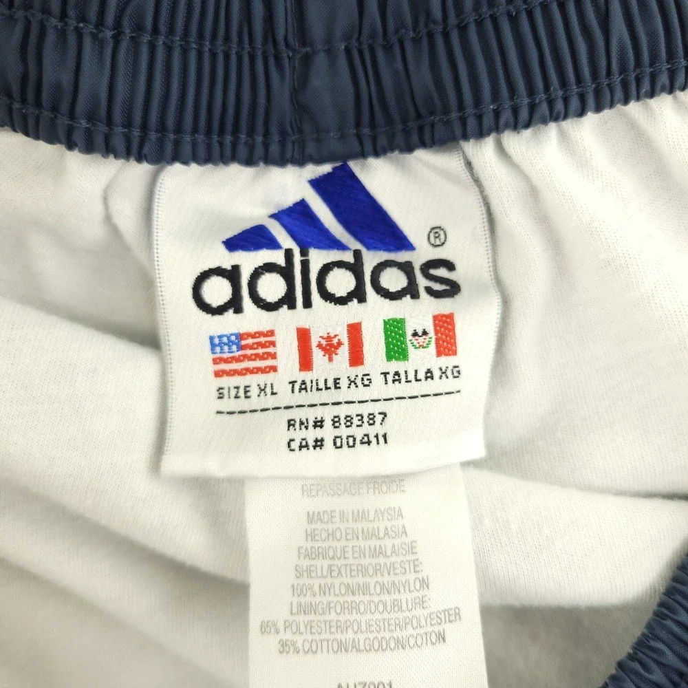 Adidas Tear Away Track Pants Mens XL 32x31 Blue Snap Side Stripe Lined Athletic
